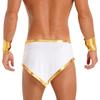 Herren Altes Rom Kostüm Halloween Themenparty Rollenspiel Outfit Kontrastfarbiger Besatz Unregelmäßiger Saum Rock Manschetten Set