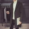 Red Woolen Men's Mid-Length Korean Style Slim Windbreaker Coat