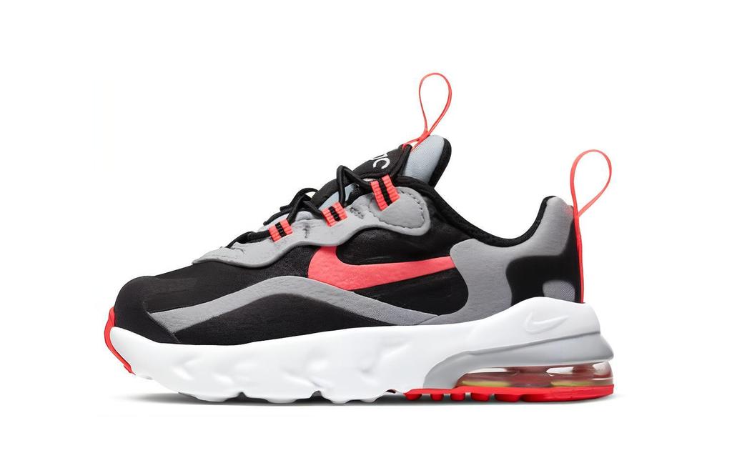 Nike Air Max 270 RT Cushioning, Wear Resistant Low Top Running Shoes Black Gray Red Infant And Toddler CD2654-019