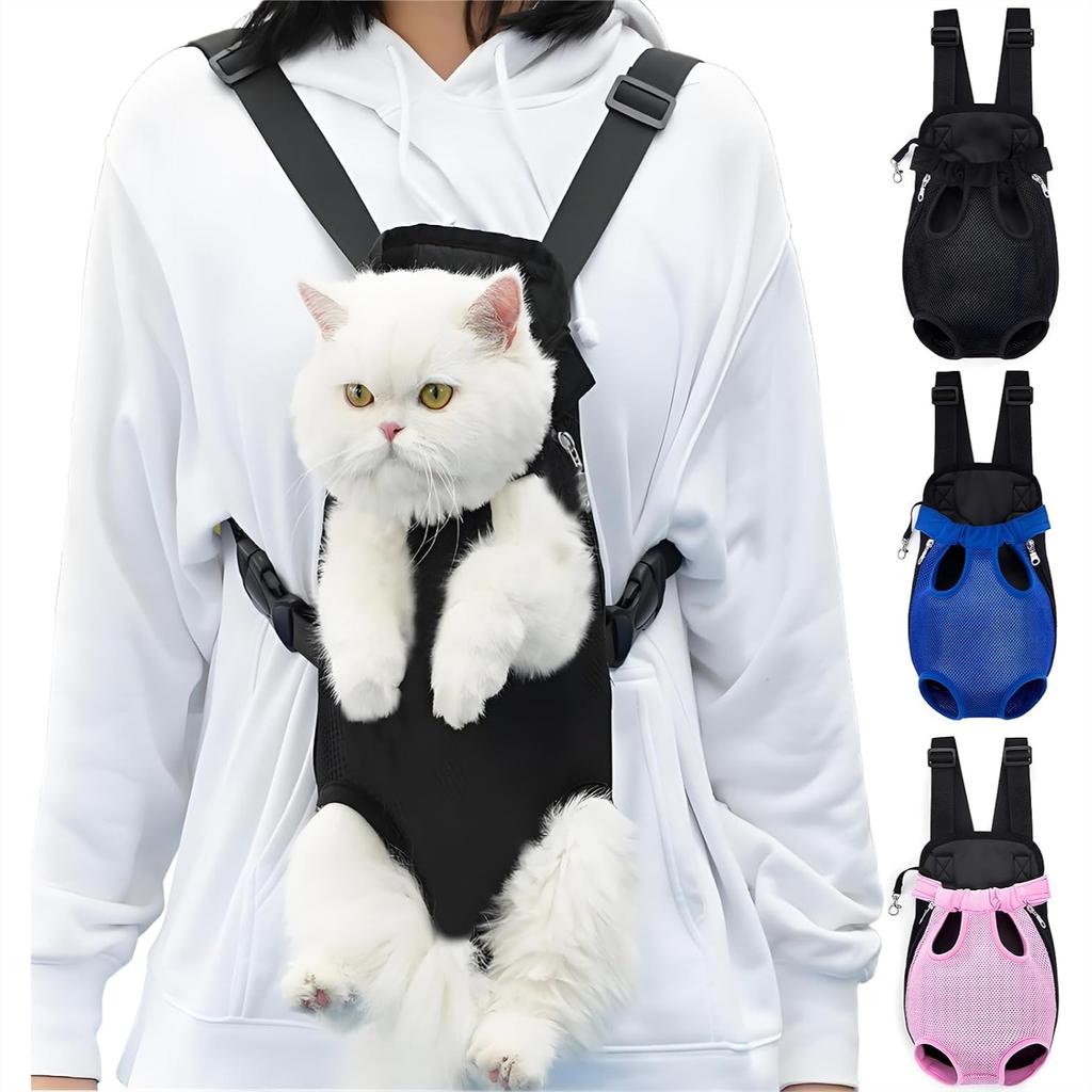 Pet Carrier Backpack for Small Medium Dogs Cats 5-18 Lbs, Legs Out, Adjustable Pet Front Carrier for Hiking Camping Traveling