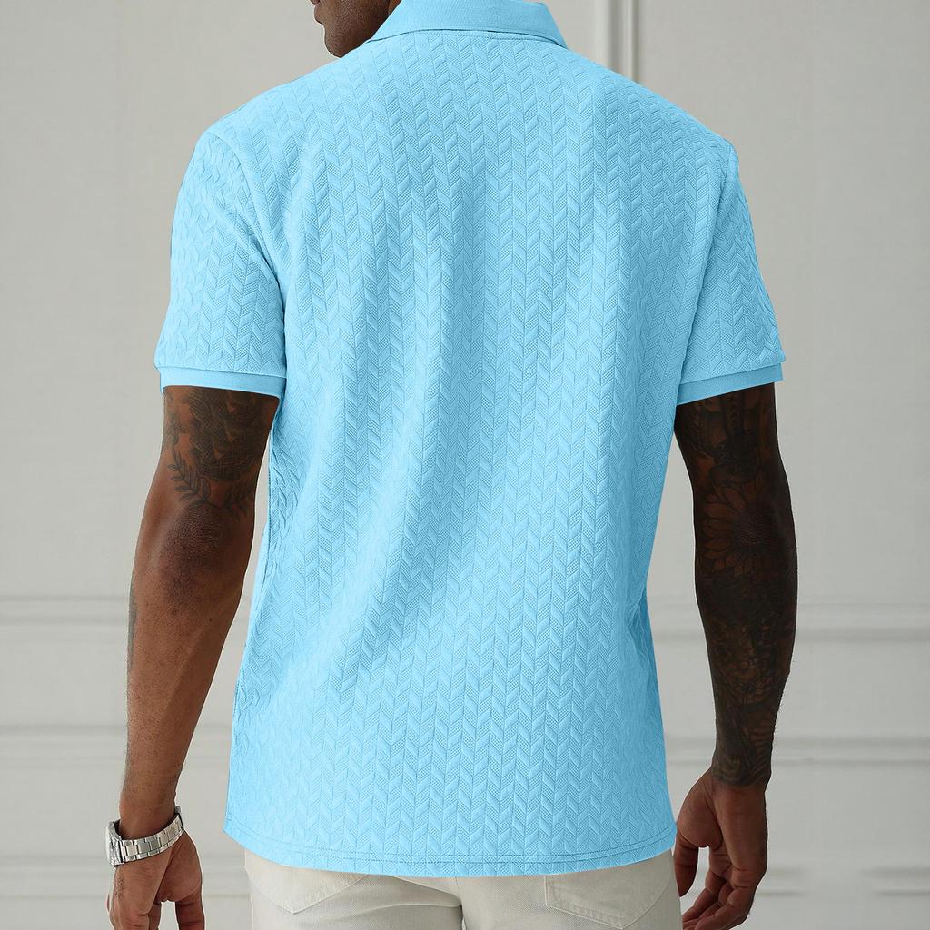 Men's Solid Color Botton Short Sleeve Top Men's Casual Fashion Shirt