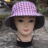 Retro Plaid Bucket Hat Women'S Sweet Lace Up Fishing Hat Summer Sun Protection And Uv Protection Hat