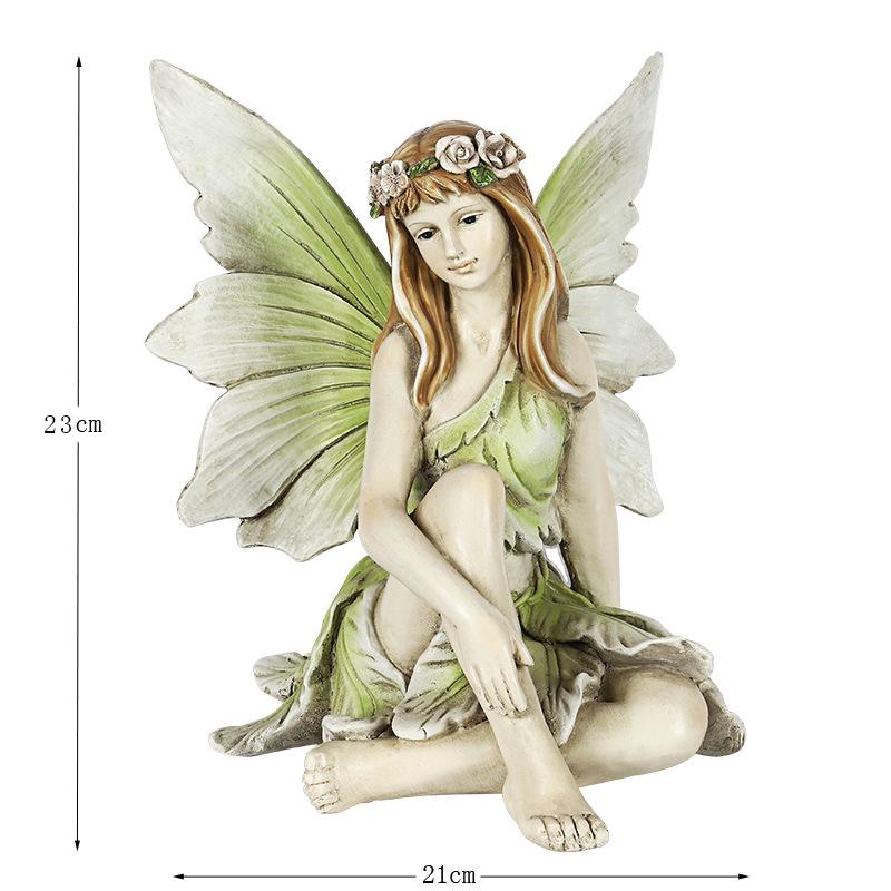 Gartenmädchen Blumenfee Harzstatue: Europäisches Kreatives Ornament für Haus-, Hof- oder Villendekoration.