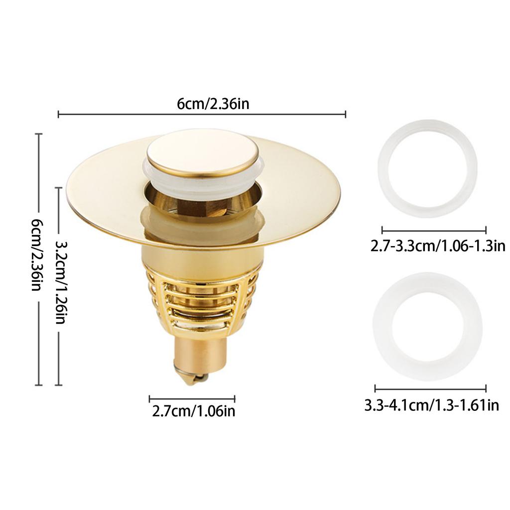 Korek do umywalki i sitko odpływowe do umywalek łazienkowych Mosiężne rdzenie sprężynowe Korki typu push Pasują do 25 mm do 46 mm Wykończenie chromowane