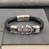 New Ship Anchor Bracelet for Men Hand Multi-Layers Black Leather with Magnetic Charm Bracelet Clasp Boyfriend Jewelry Gift