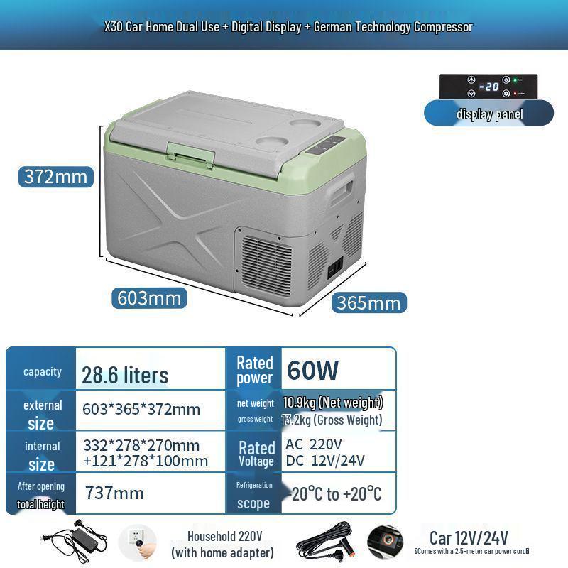 Ice Tiger Portable Car & Home Dual-Use Refrigerator Freezer, 12V/24V, Suitable for Cars and Vans
