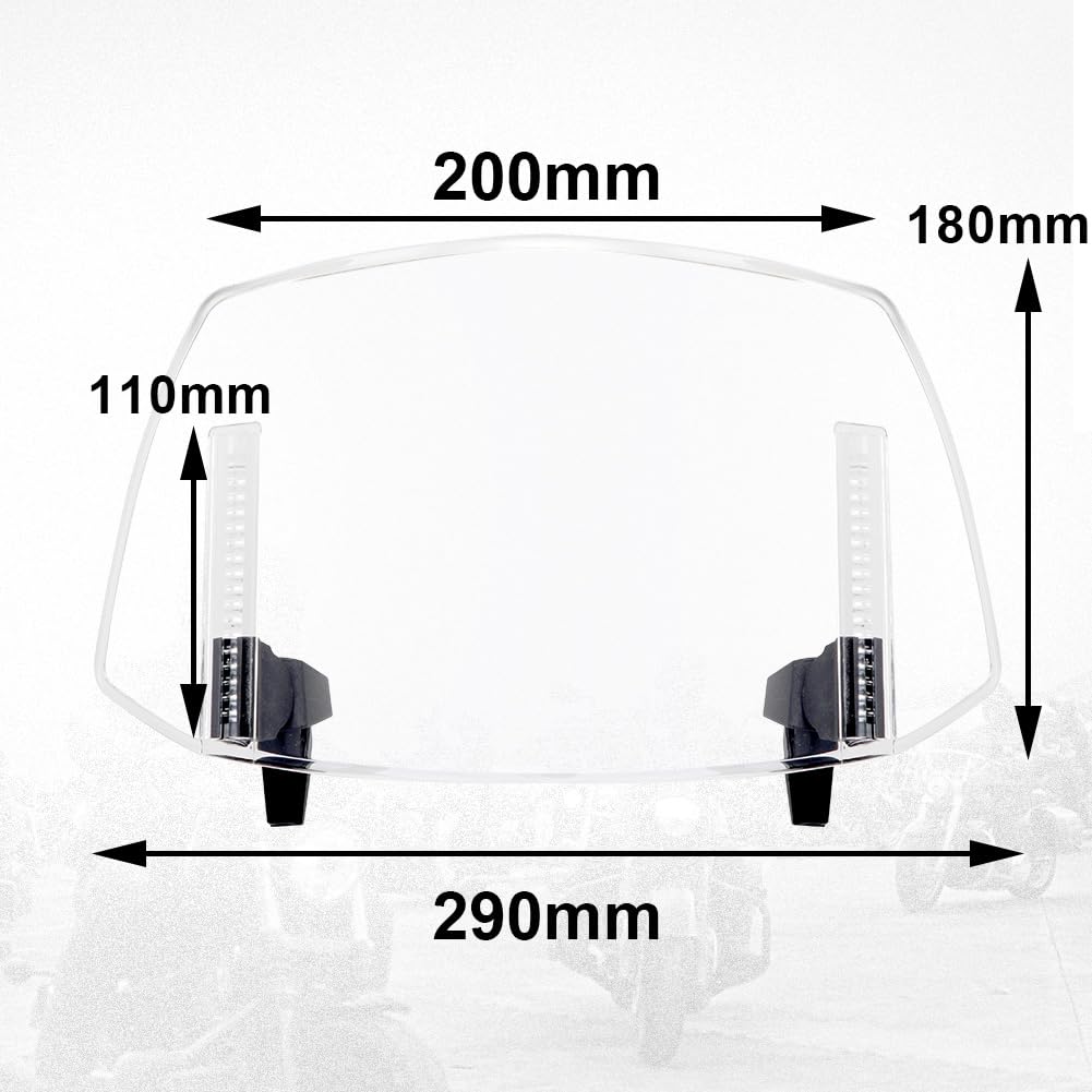 AQIMY Universal Windscreen ABS Plastic Windshield Extension Adjustable 4 Tier Windshield Transparent