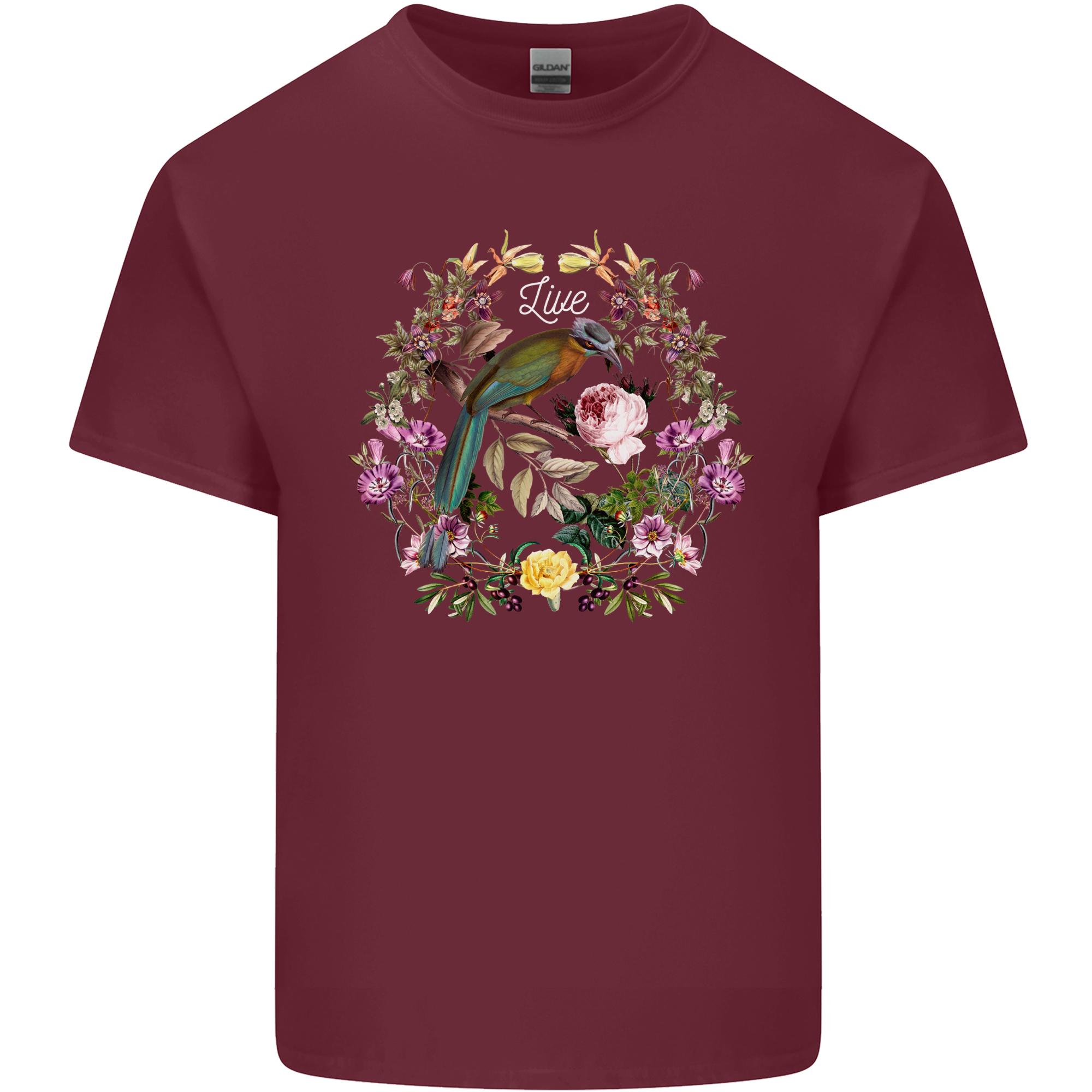 A Bird and Flower Wreath Unisexs Light Cotton TShirt S