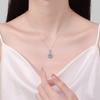Sterling Snowflake Pendant Necklace Women Moissanite CZ Stone Cross Chain Elegant Layered