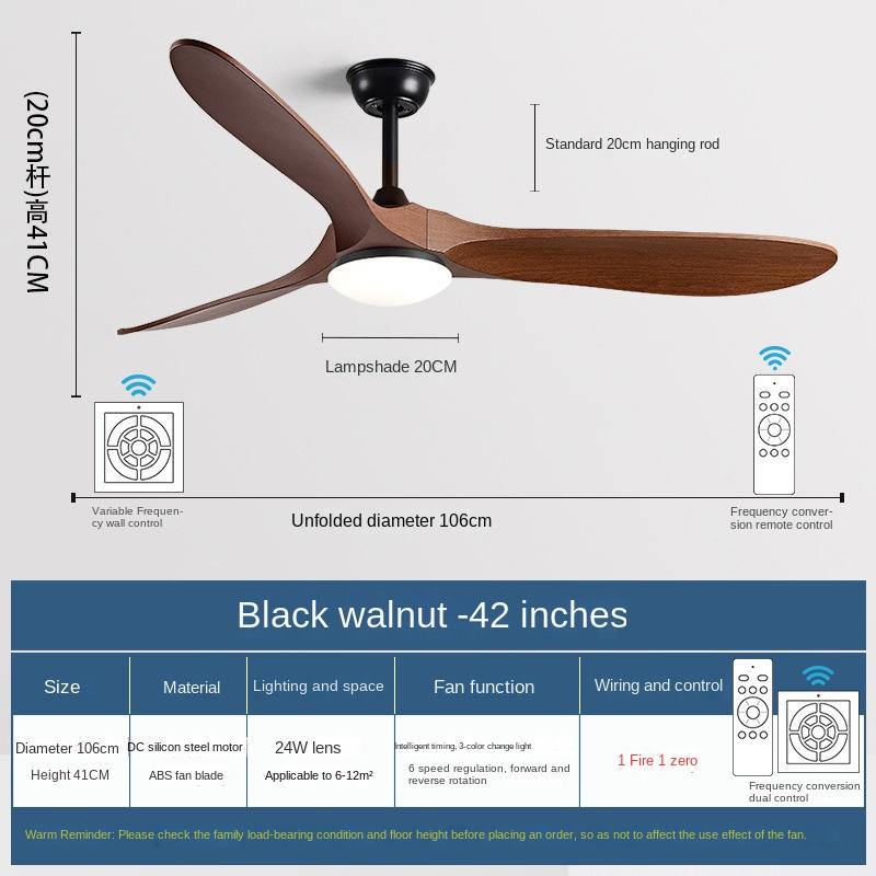 Fan Light Ceiling Fan Light Nordic Household Living Room Commercial Restaurant Variable Frequency Electric Fan Ceiling Light