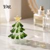 Christmas Gift for Friends Handmade Glass Tree Lighted Figurine, Mini Luminous Xmas Crystal Figurine Night Light, Art Tabletop Holiday Decoration