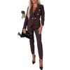Women's Double Breasted Slim Fit Blazer and Trousers Suit Set