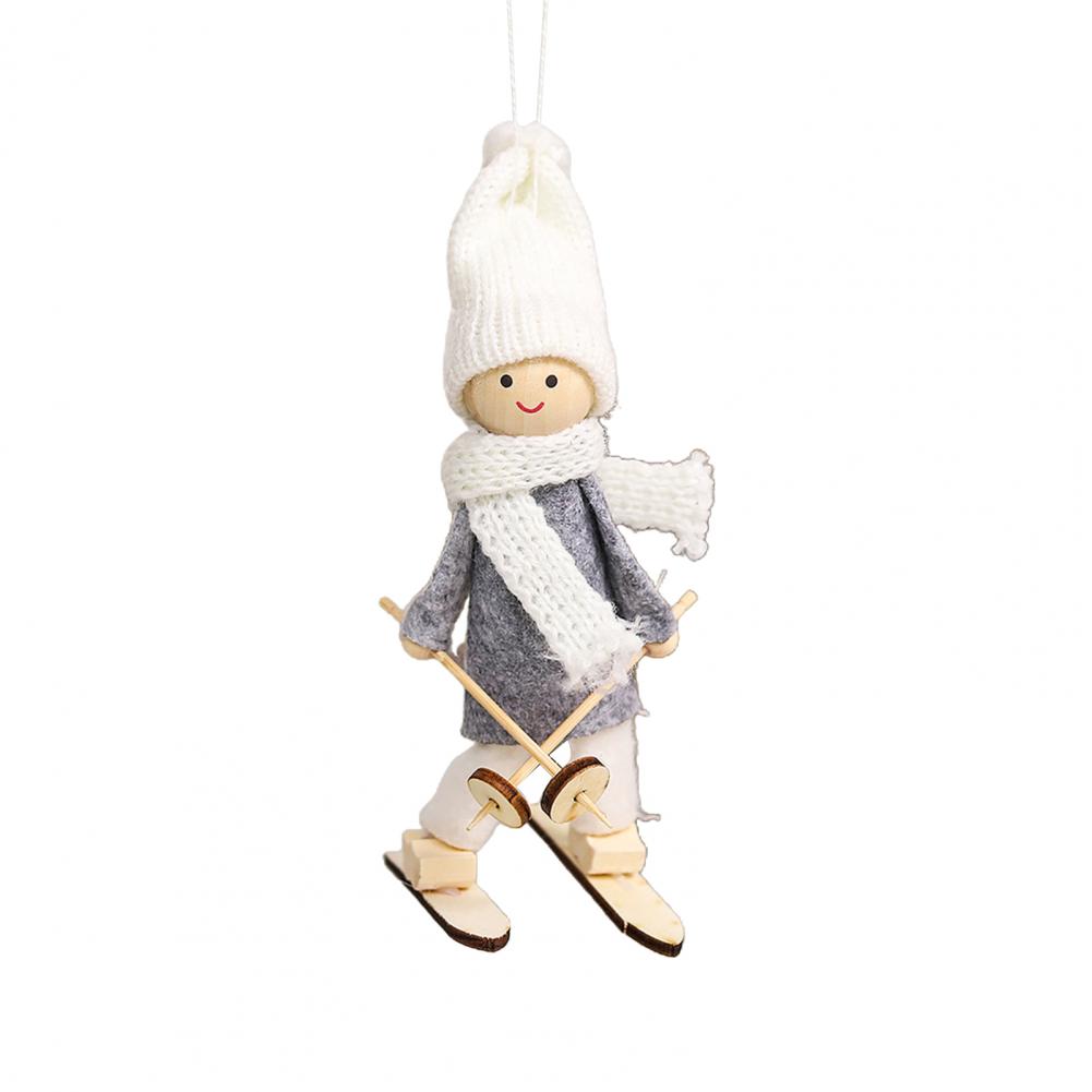 Christmas Ski Girl Doll Reusable Handmade Knitted Xmas Tree Hanging Gnome Decoration Cute Ski Figurines Decor For Festival Gift