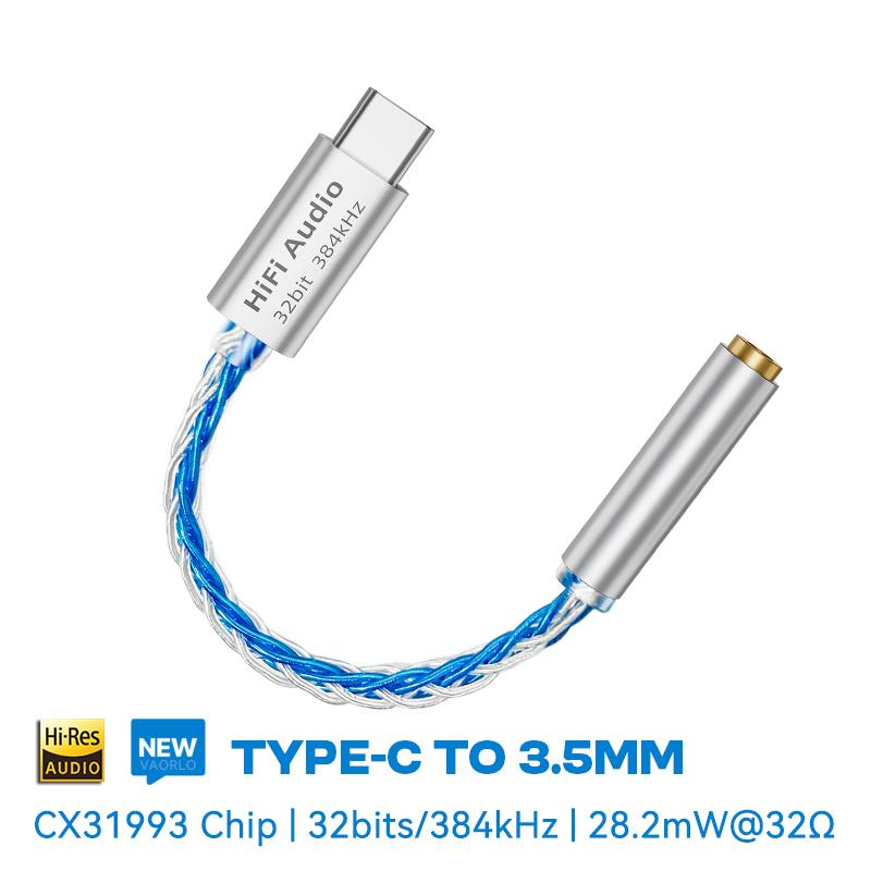 

TC01 CX31993 DAC USB Type C To 3.5mm Headset Amplifier 32Bit/384kHz HiFi Audio Decoder IEM AMP Mobile Phone Adapter PK DA06 Blue