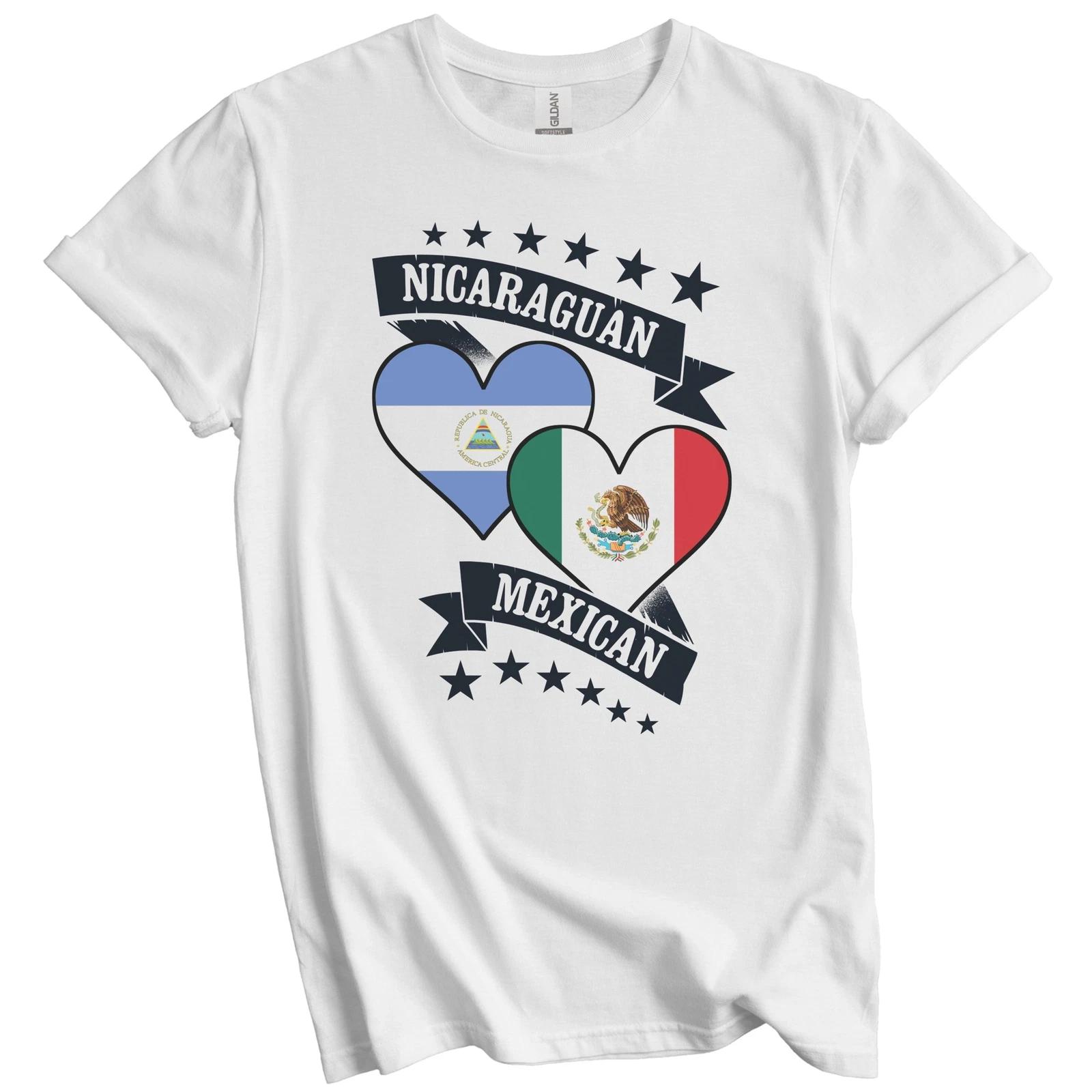 Nicaraguan Mexican Heart Flags Nicaragua Mexico T-Shirt 4XL