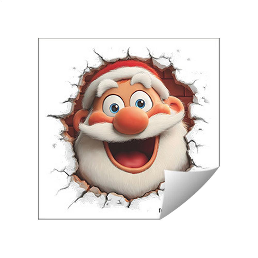 Christmas Creative Wall Sticker Removable 3D Effect Christmas Cartoon Decals Santa Reindeer Living Room Stickers for Dorm Office