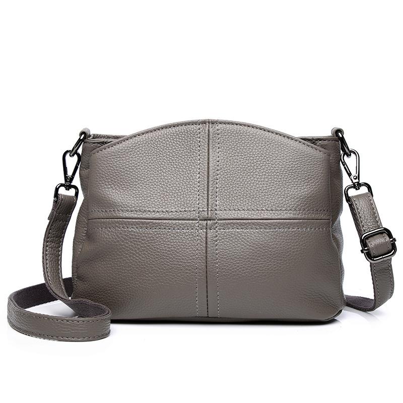 Bag Women'S Bag First Layer Cowhide Splicing Soft Leather Shell Bag One Shoulder Crossbody Handheld Mom Leather Underarm Bag