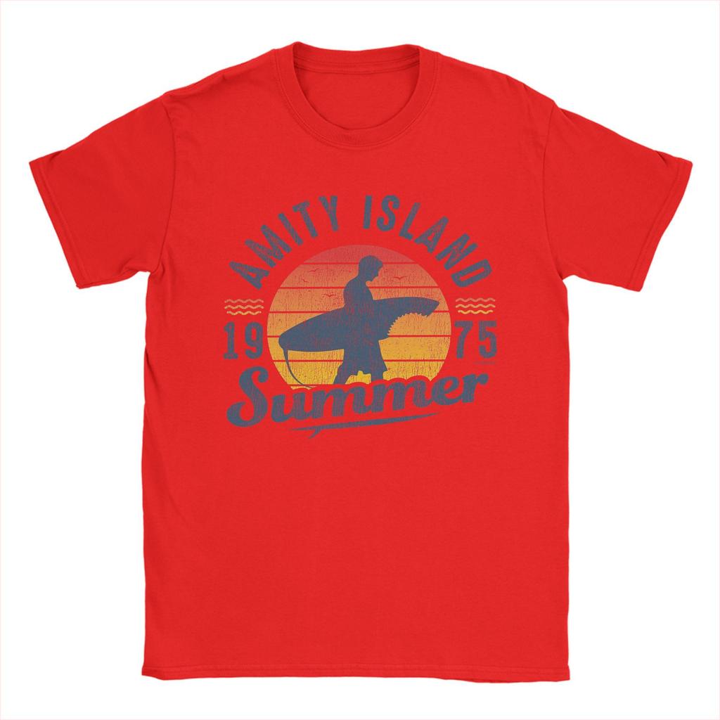 Unisex Amity Island Summer 0f 75 Jaws T Shirts 100 Cotton Clothes Casual Short Sleeve Round Neck Tee Shirt Classic TShirt