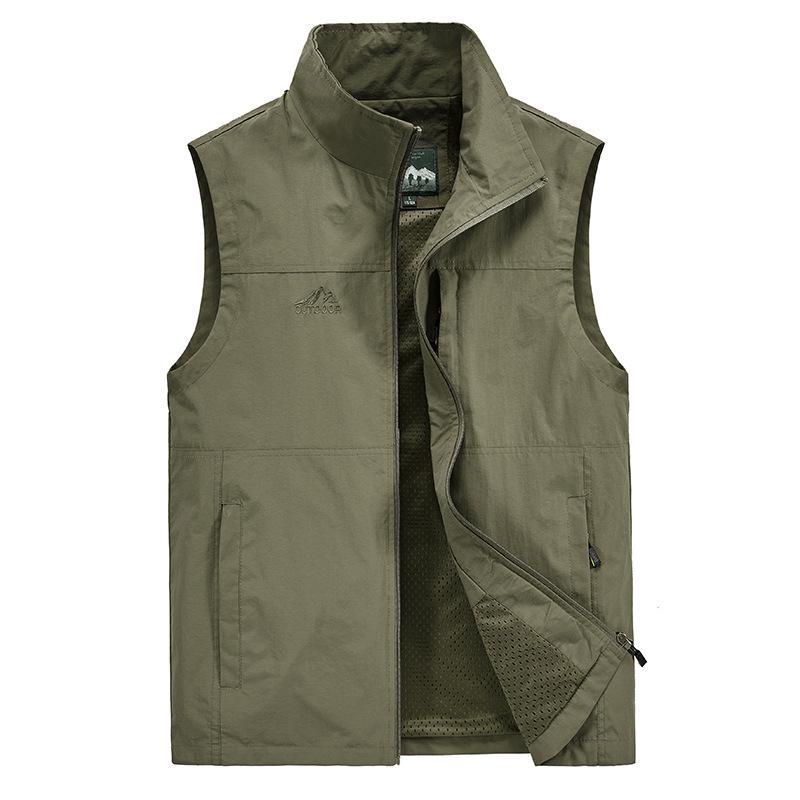 Men's Plus Size Quick-Dry Outdoor Casual Vest - Sleeveless, Loose Fit for Spring & Autumn