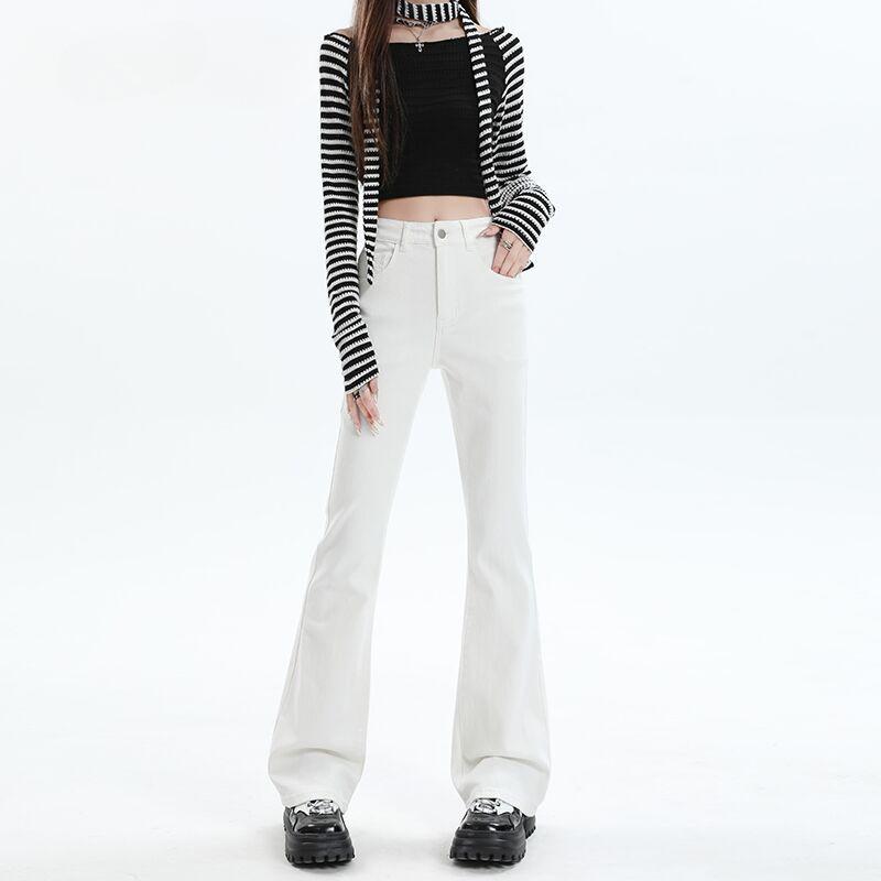 Light-colored Slightly Pulled Jeans for Women's Autumn, Winter, Spring and Summer, New High-waisted and Thin Flared Horseshoe Pants
