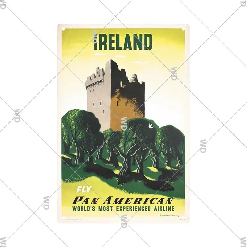 Irland Dublin Stadsvy Vintage Retro Metallplåt Skylt Dekorativ Tallrik för Hem Klubb Vägg Gåva