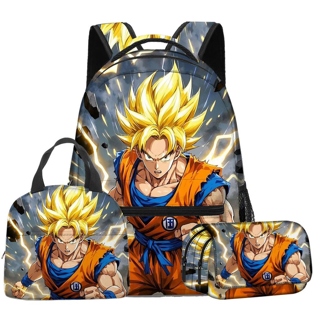 3D Animation Wukong Dragon Ball Super Student School Bag Backpack Lunch Bag Pencil Bag Three-Piece Set