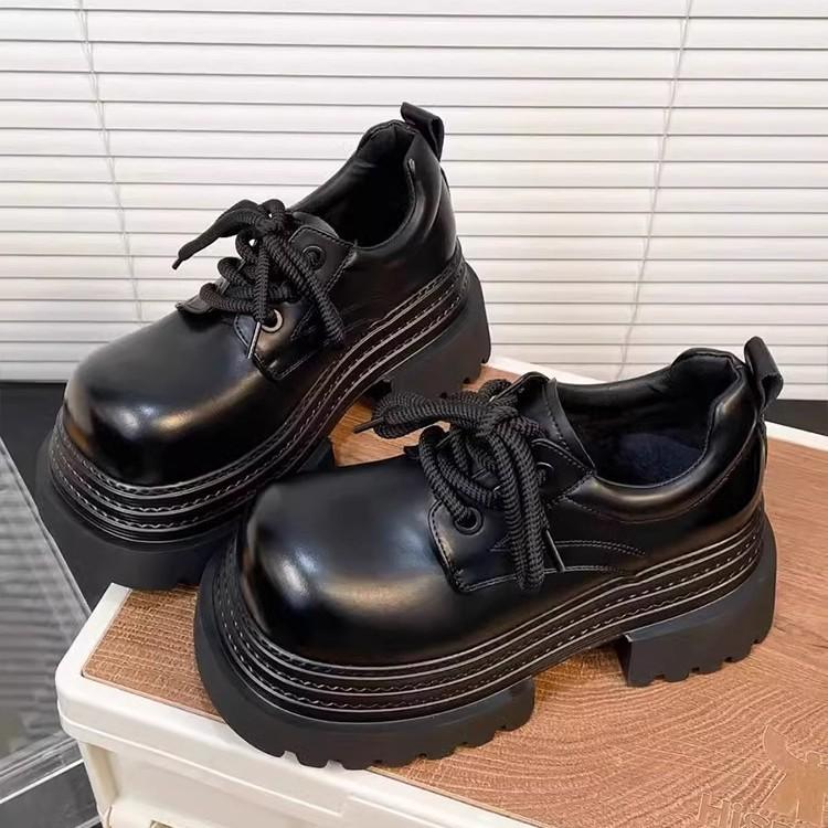 Muffin platform big head JK small leather shoes women's 2025 new small derby shoes British style lace-up loafers