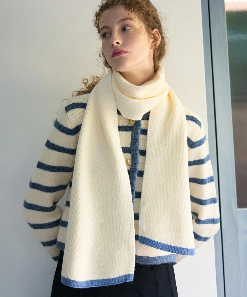Deuloupisumeon Line Flare Ribbed Knit Scarf [Endless Blue]