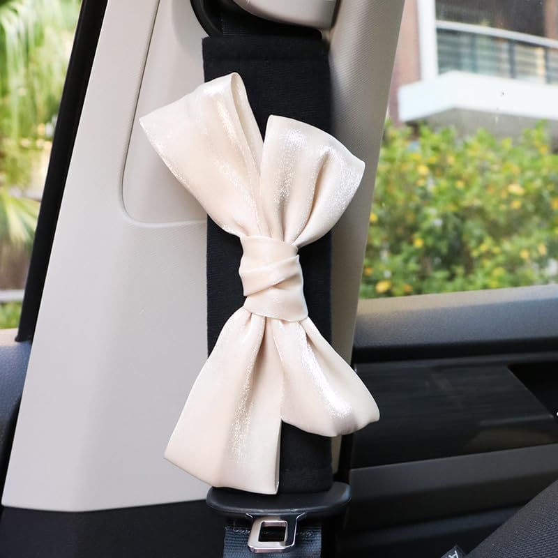 

Wenray Bow Car Decorations Bow Tie Seat Belt Shoulder Pads Cute car Accessories (Pink) бежевый