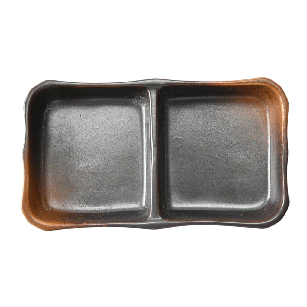 Yakishime Two-Piece Plate (Medium) [74 X 131 X 21mm] Divided Plate