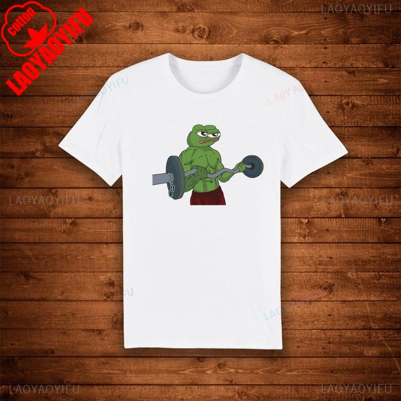 

Футболка с мемом Пепе лягушонок накачивается в спортзале , уникальная, забавная, в стиле стрит-арт, с графическим принтом, летняя, модная, повседневная, из хлопка. S