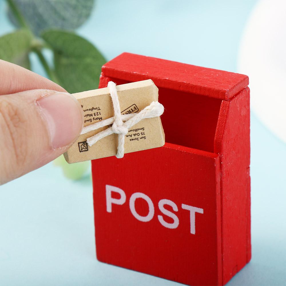 Doll With Mail Sack Postcard Dollhouse Miniature Letter Box Mini Mailbox Simulation Furniture Toy