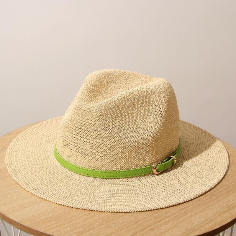 Classic Beige Panama Straw Hat Women's Casual Versatile Wide Brim Straw Hat Men's Summer Top Hat Sun Hat Women's