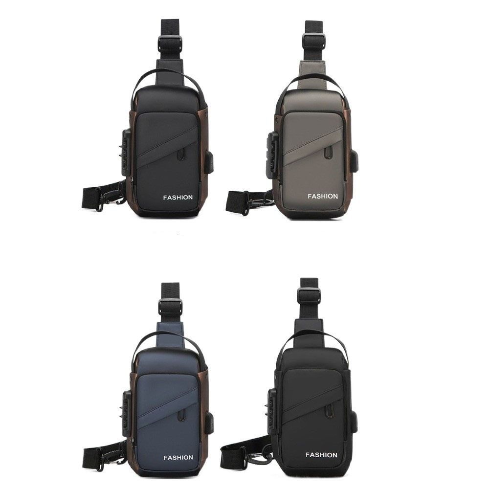 Anti-theft Men's Chest Bag USB Charging Port Shoulder Crossbody Bag Password Sling Bag  Travel