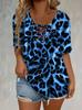 2026 Spring/Summer Plus Size Leopard Print Lace-up Short Sleeve Loose Women's Top