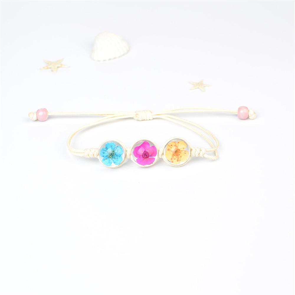 b22 Multicolored Creativity Glass Dried Exquisite Cherry Blossoms Hand-made Dried Flower Bracelets Multiple Flower Weave Jewelry