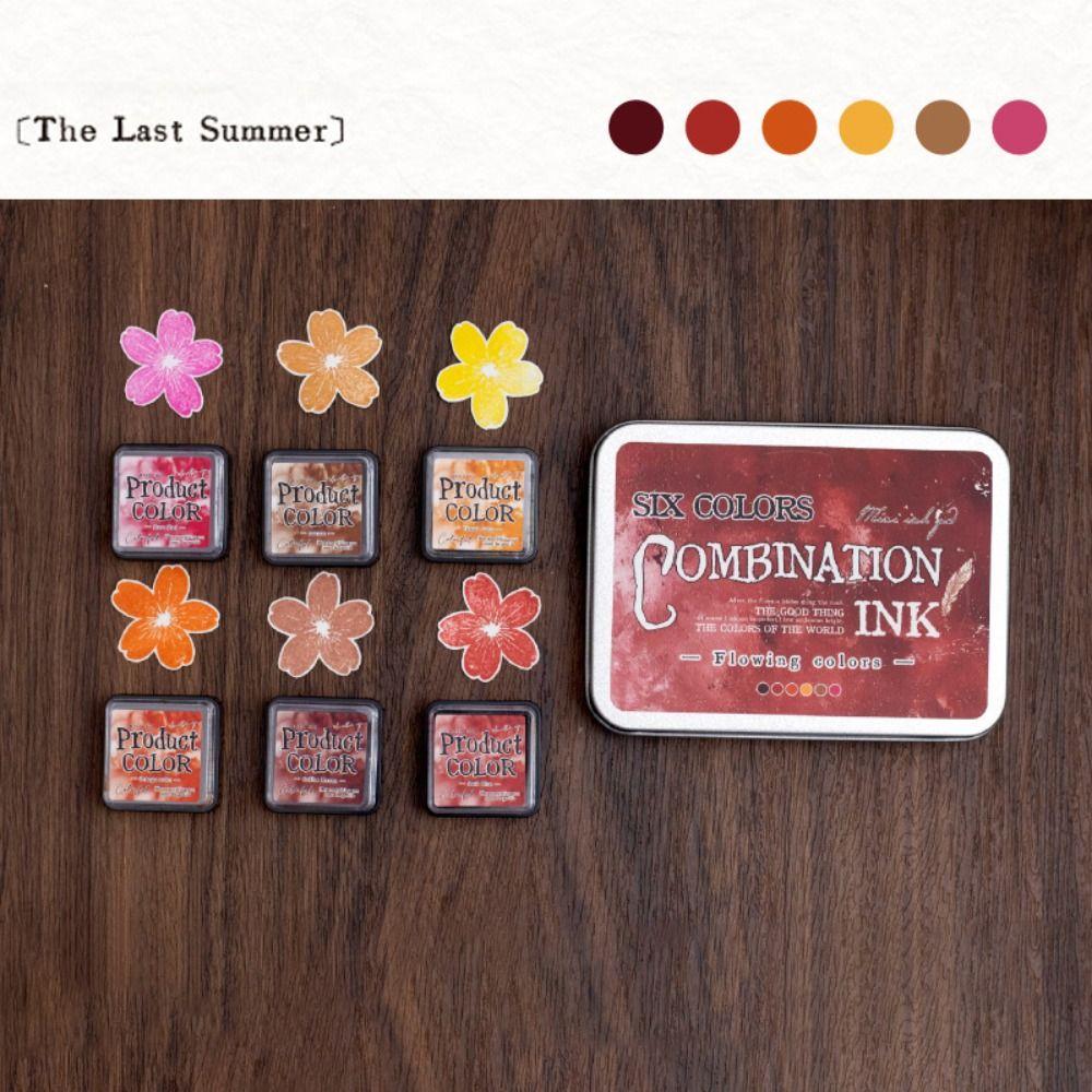 6pcs/set Flowing Color Series Ink Pad Handmade Stamp Pads  for Planner Stamps Scrapbook