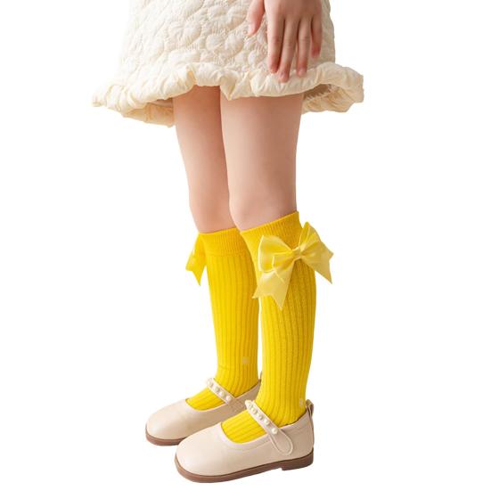 1 Pair Kids Bow Knee High Cotton Socks Cotton Long Socks Adorable Breathable Mid-Calf