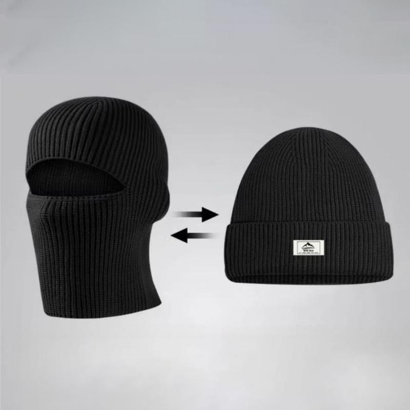 

Winter Mask Beanies Hats Warm Balaclava Hats Dual-Purpose Windproof Solid Full Face Ski Bonnet Tactical Cycling Earmuffs Cap One Size чёрный