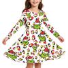 Weihnachtsdruck Langarmkleid für Mädchen mit Ärmeln für die Feiertagsparty und den Alltag