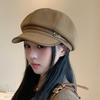 Autumn and winter new retro simple octagonal hat woolen thickened warm newsboy hat fashion painter hat shows small face