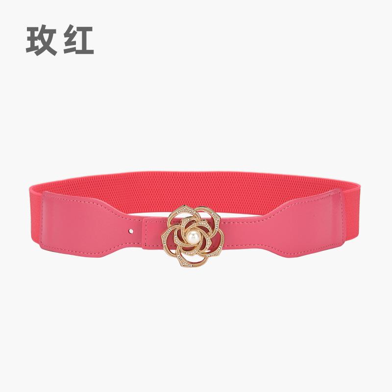 Pearl Buckle Elastic Waist Seal Simple Elastic Belt Women'S Fine Decorative Dress Small Belt With Accessories