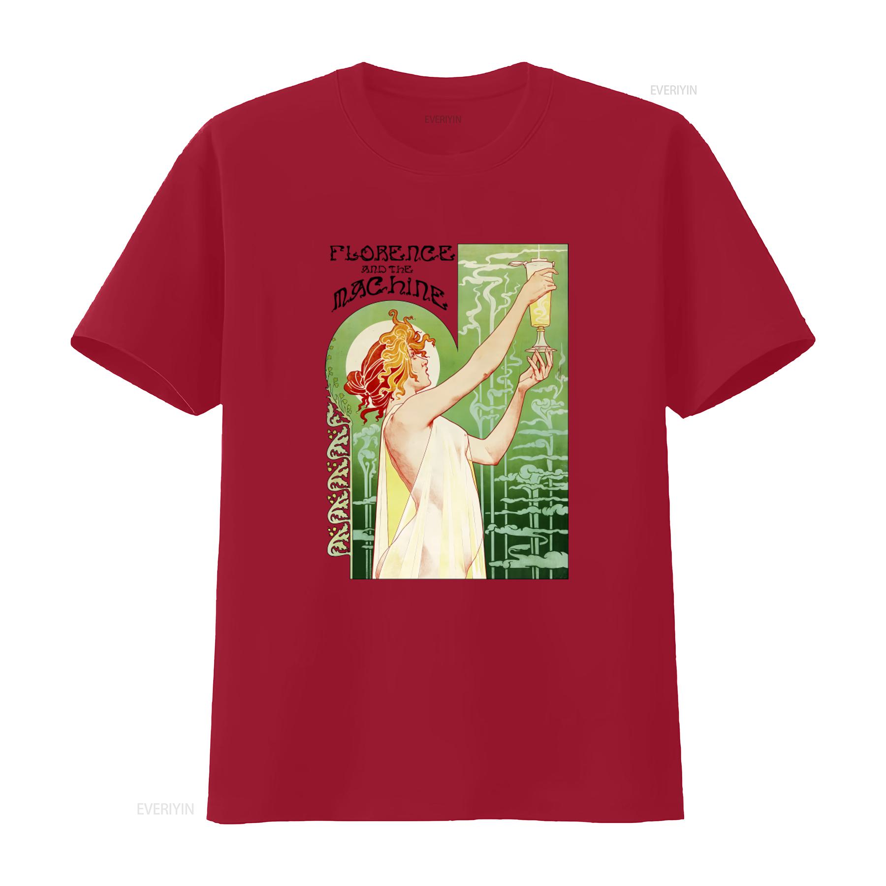 

Vintage Art Nouveau Style Florence and the Machine T shirt for Women vintage Washed fashion homme Casual Slightly Stylish S