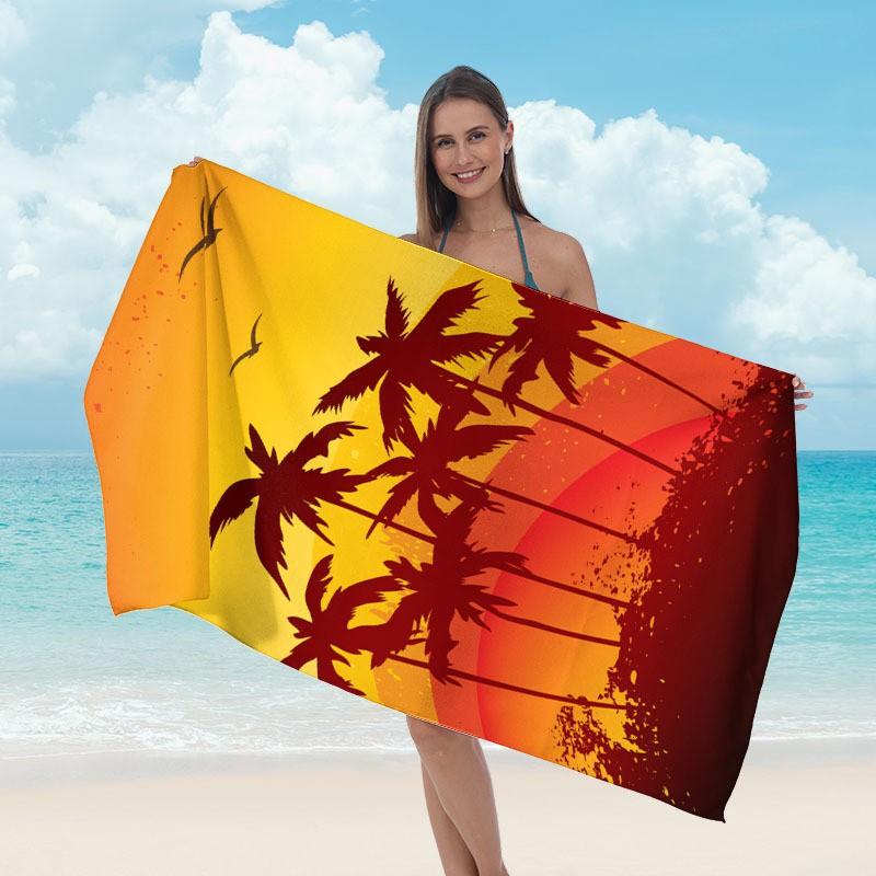 Ultrafine Microfiber Quick-Dry Beach Towel Adults Digital Print Sports Swim Cover-Up Gym Fitness Lightweight Absorbent Blanket