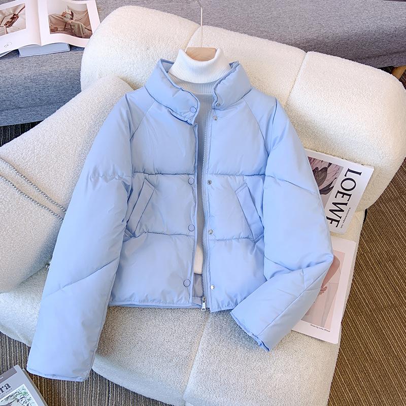 Women's Long Sleeve Puffer Jacket Stand Collar Casual Loose Fit Cotton Padded Coat Winter Warm Outerwear