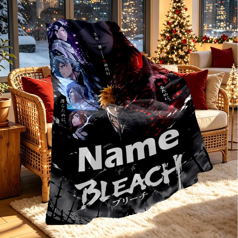 Custom Name Personalized BLEACH Print Blanket, Home Decor, Bedroom, Sofa, Camping, Couch, Gifts for Birthday ChristmasEnthusiasts