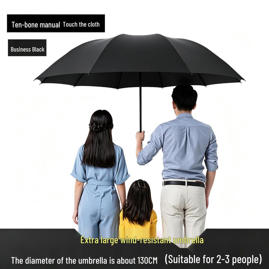 12-Rib Folding Umbrella for Sun and Rain Protection