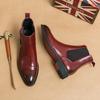 2026 Bottines Chelsea de Luxe pour Homme Nouvelles Chaussures Carrées à Semelle Rouge pour l'Extérieur Chaussures à Bout Carré Faits à la Main Bottines Cheville Business pour Homme Bottes habillées