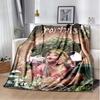 Pink & Black Gothic Collage Print Flannel Blanket, Edgy Witchy Throw Blanket