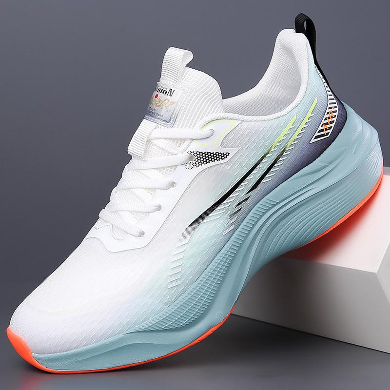 Foreign trade men's shoes spring and summer platform rebound comfortable running shoes youth lace-up color matching breathable sports shoes
